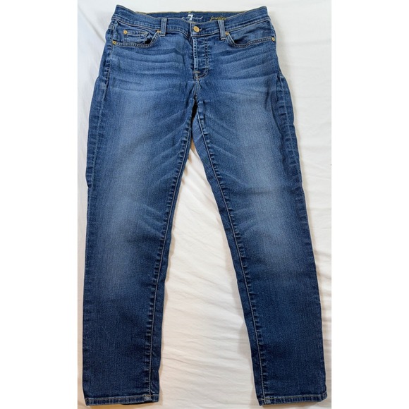 7 For All Mankind Josefina Skinny Boyfriend Jeans Women's 29 Blue Stretch Denim - Picture 1 of 8